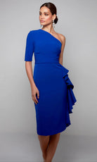 Alyce Paris 70006 - One Shoulder Ruffle Knee-Length Dress - designer formal gown at Silhouette Dresses