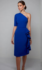Alyce Paris 70006 - One Shoulder Ruffle Knee-Length Dress - back view