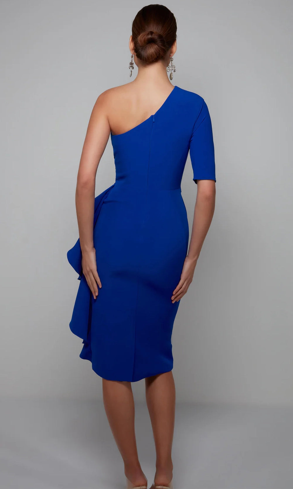 Alyce Paris 70006 - One Shoulder Ruffle Knee-Length Dress - detail view