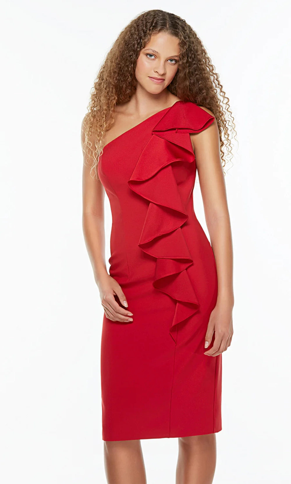 Alyce Paris 70008 - One Shoulder Crepe Dress with Ruffle - back view