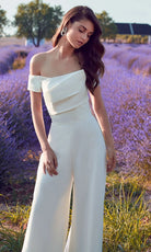 Alyce Paris 70014 - Pleated Off Shoulder Bridal Jumpsuit - view 6