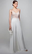 Alyce Paris 70017 - Sheer Lace Bodice Wide-Leg Jumpsuit - back view