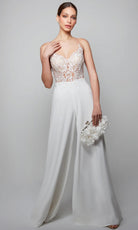 Alyce Paris 70017 - Sheer Lace Bodice Wide-Leg Jumpsuit - designer homecoming dress at Silhouette Dresses
