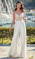 Alyce Paris 70017 - Sheer Lace Bodice Wide-Leg Jumpsuit - view 5