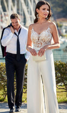 Alyce Paris 70017 - Sheer Lace Bodice Wide-Leg Jumpsuit - view 6