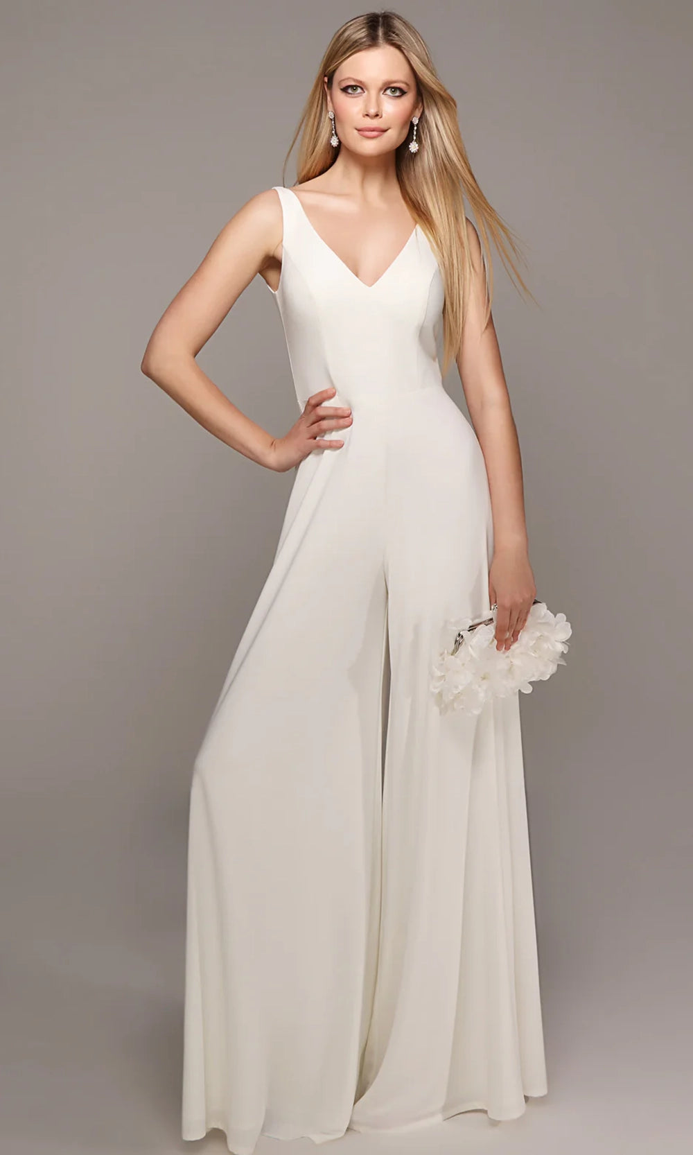 Alyce Paris 70021 - Sleeveless V-Neck Wide-Leg Jumpsuit - designer homecoming dress at Silhouette Dresses
