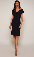 Alyce Paris 70023 - Draped Surplice Off Shoulder Dress - back view