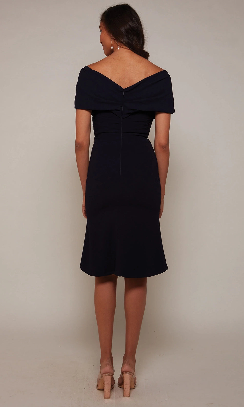 Alyce Paris 70023 - Draped Surplice Off Shoulder Dress - detail view