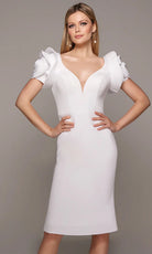 Alyce Paris 70024 - Floral Sleeve Sculpted Sheath Dress - back view