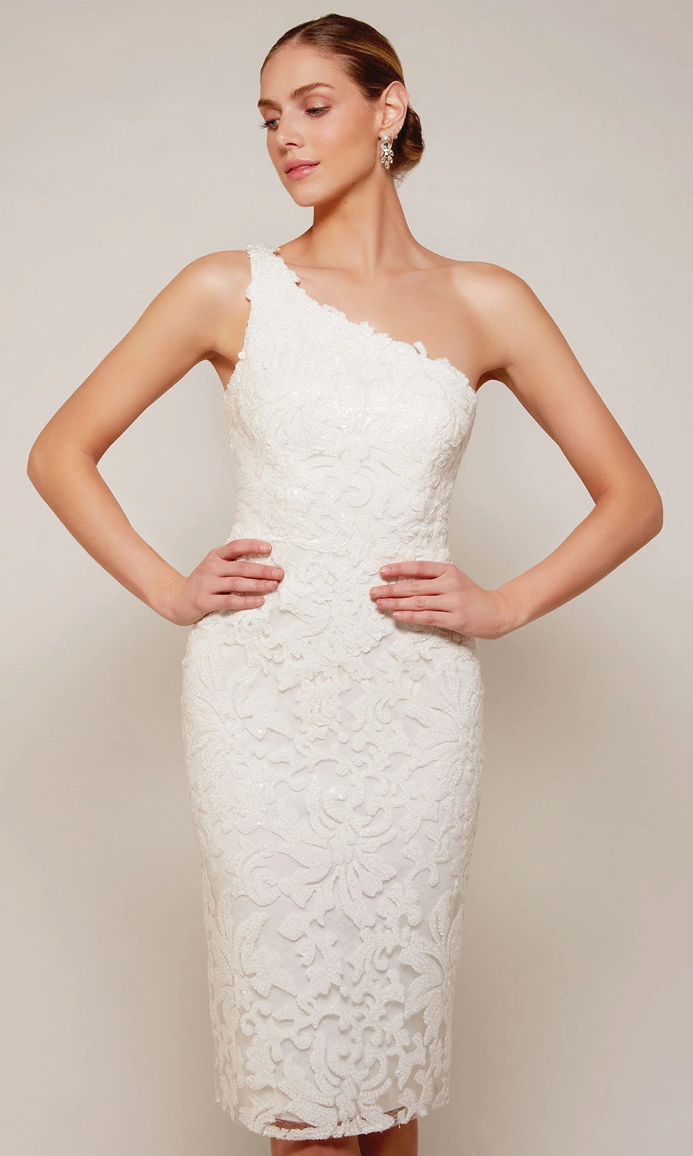 Alyce Paris 70029 - One Shoulder Sequin Lace Dress - detail view