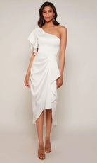 Alyce Paris 70035 - One Shoulder Draped Tea-Length Dress - designer wedding dress at Silhouette Dresses