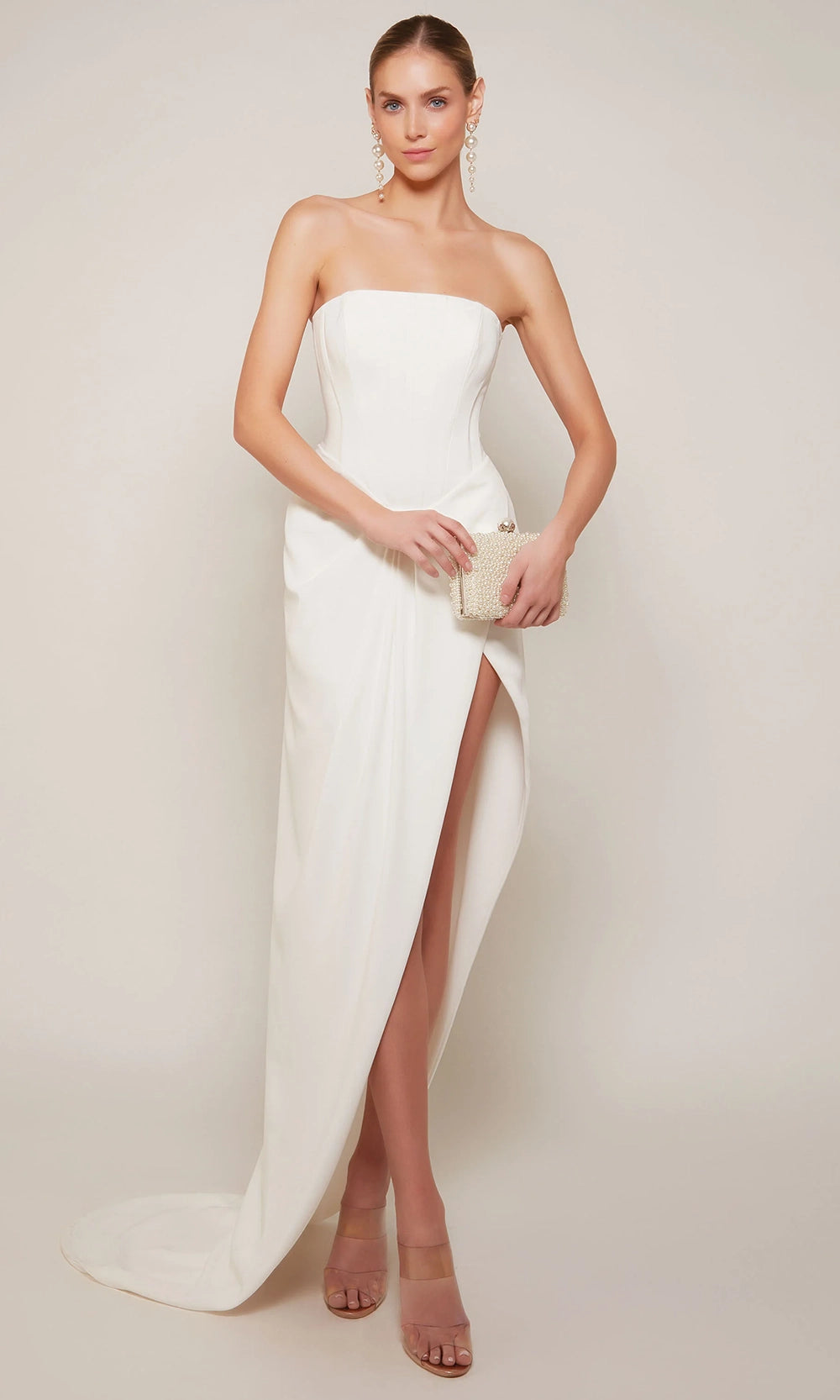 Alyce Paris 70042 - Asymmetric Hem Straight Neck Dress - back view