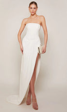Alyce Paris 70042 - Asymmetric Hem Straight Neck Dress - detail view
