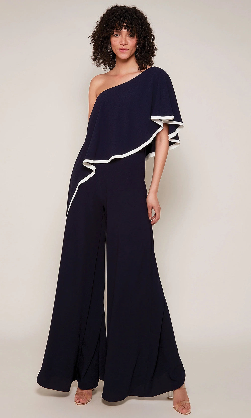 Alyce Paris 70049 - Flounce Bodice One Shoulder Jumpsuit - detail view