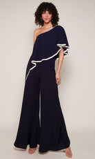 Alyce Paris 70049 - Flounce Bodice One Shoulder Jumpsuit - detail view