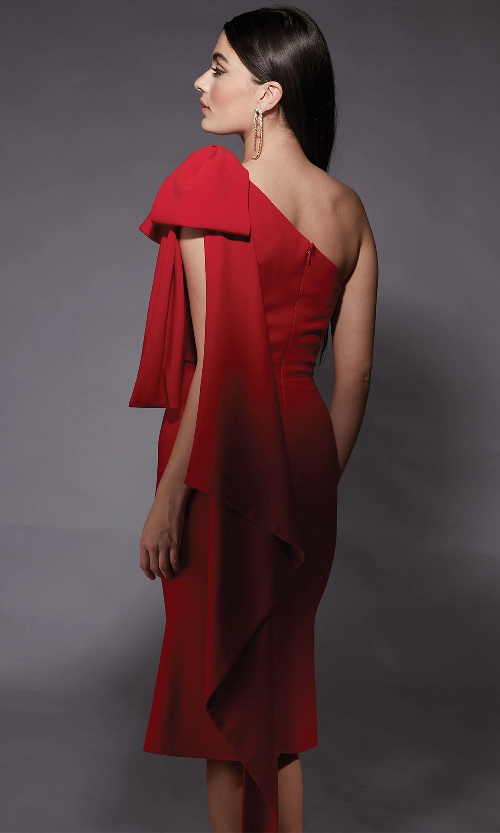 Alyce Paris 70053 - Bow One Shoulder Sheath Dress - detail view