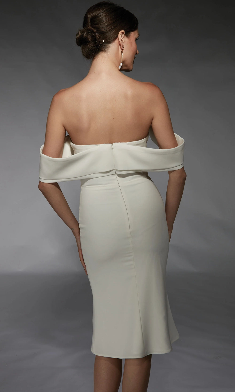 Alyce Paris 70055 - Fitted Off Shoulder Sheath Dress - back view