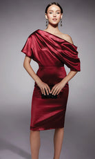Alyce Paris 70060 - Asymmetric Textured Charmeuse Cocktail Dress - back view