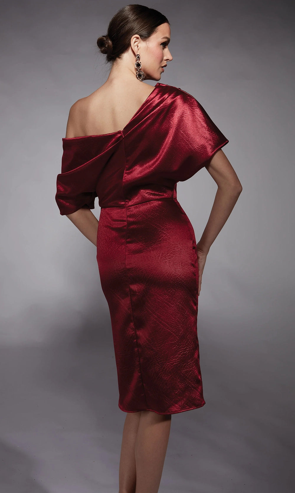 Alyce Paris 70060 - Asymmetric Textured Charmeuse Cocktail Dress - detail view