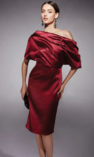 Alyce Paris 70060 - Asymmetric Textured Charmeuse Cocktail Dress - view 4