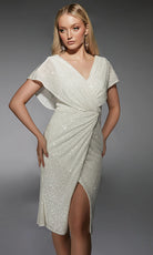 Alyce Paris 70063 - Sequin Draped Knee-Length Dress - designer formal gown at Silhouette Dresses
