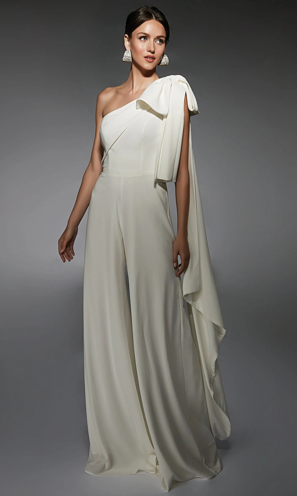 Alyce Paris 70065 - Bow Shoulder Wide-Leg Jumpsuit - designer formal jumpsuit at Silhouette Dresses