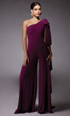 Alyce Paris 70065 - Bow Shoulder Wide-Leg Jumpsuit - back view