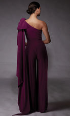 Alyce Paris 70065 - Bow Shoulder Wide-Leg Jumpsuit - detail view