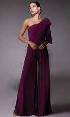 Alyce Paris 70065 - Bow Shoulder Wide-Leg Jumpsuit - view 5