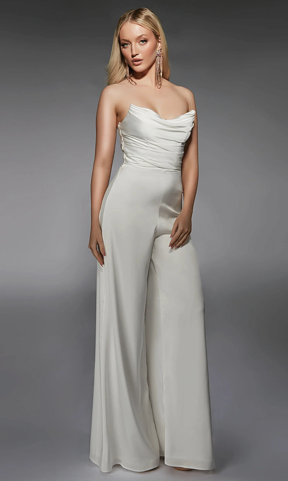 Alyce Paris 70071 - Cowl Neck Detachable Sleeve Jumpsuit - view 7