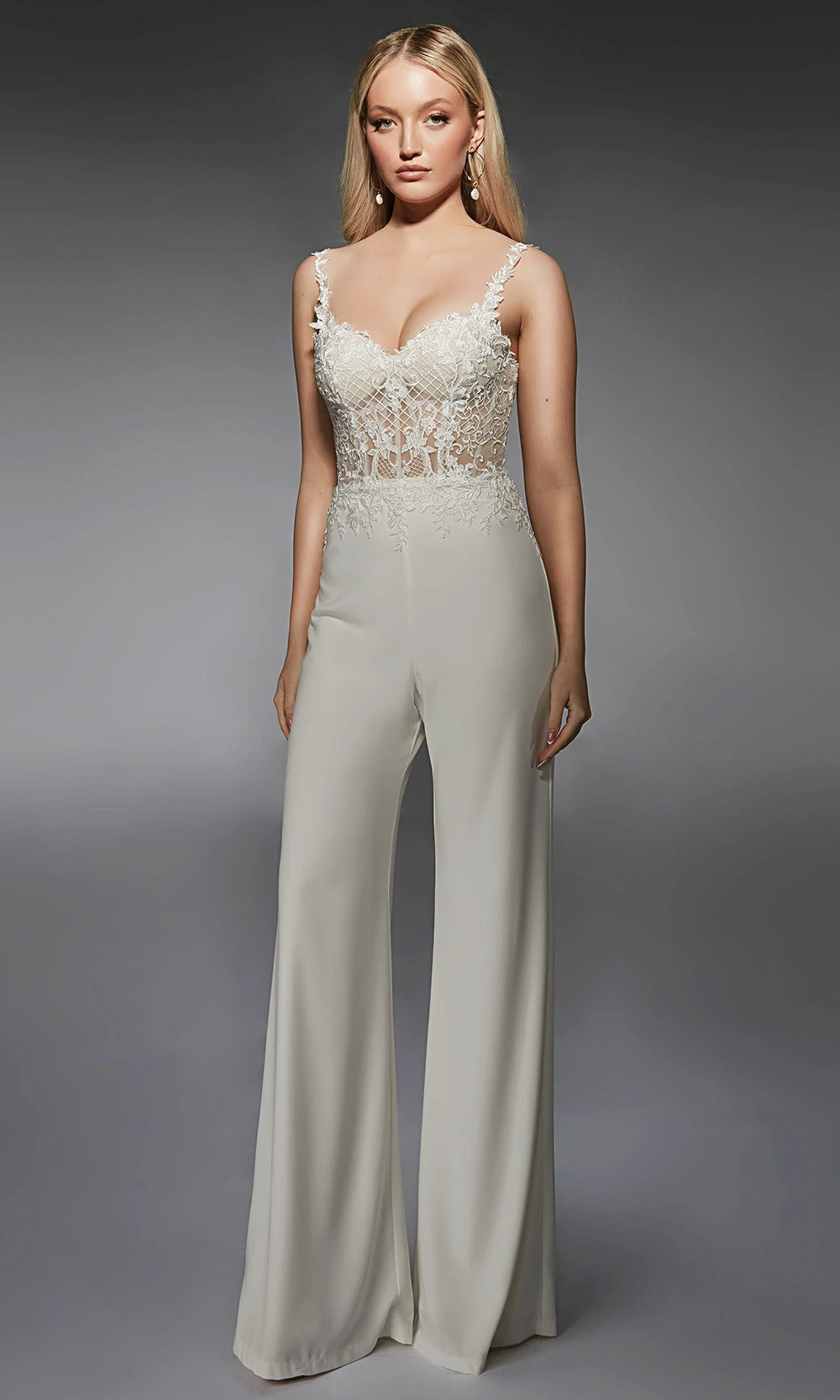 Alyce Paris 70074 - Illusion Lace Bodice Sleeveless Jumpsuit - view 4