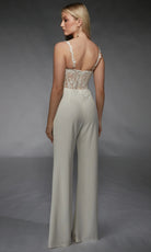 Alyce Paris 70074 - Illusion Lace Bodice Sleeveless Jumpsuit - detail view
