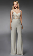 Alyce Paris 70074 - Illusion Lace Bodice Sleeveless Jumpsuit - back view