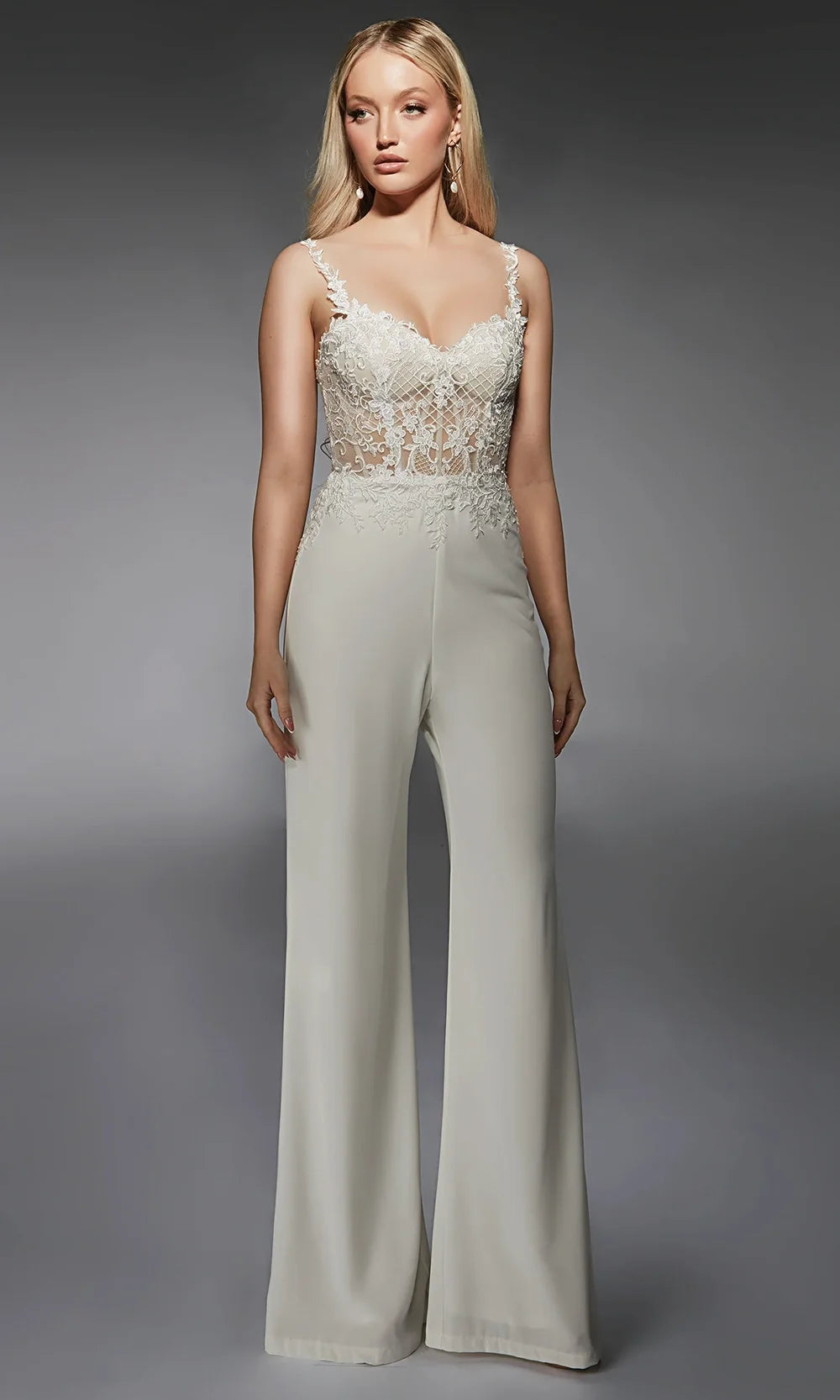 Alyce Paris 70074 - Illusion Lace Bodice Sleeveless Jumpsuit
