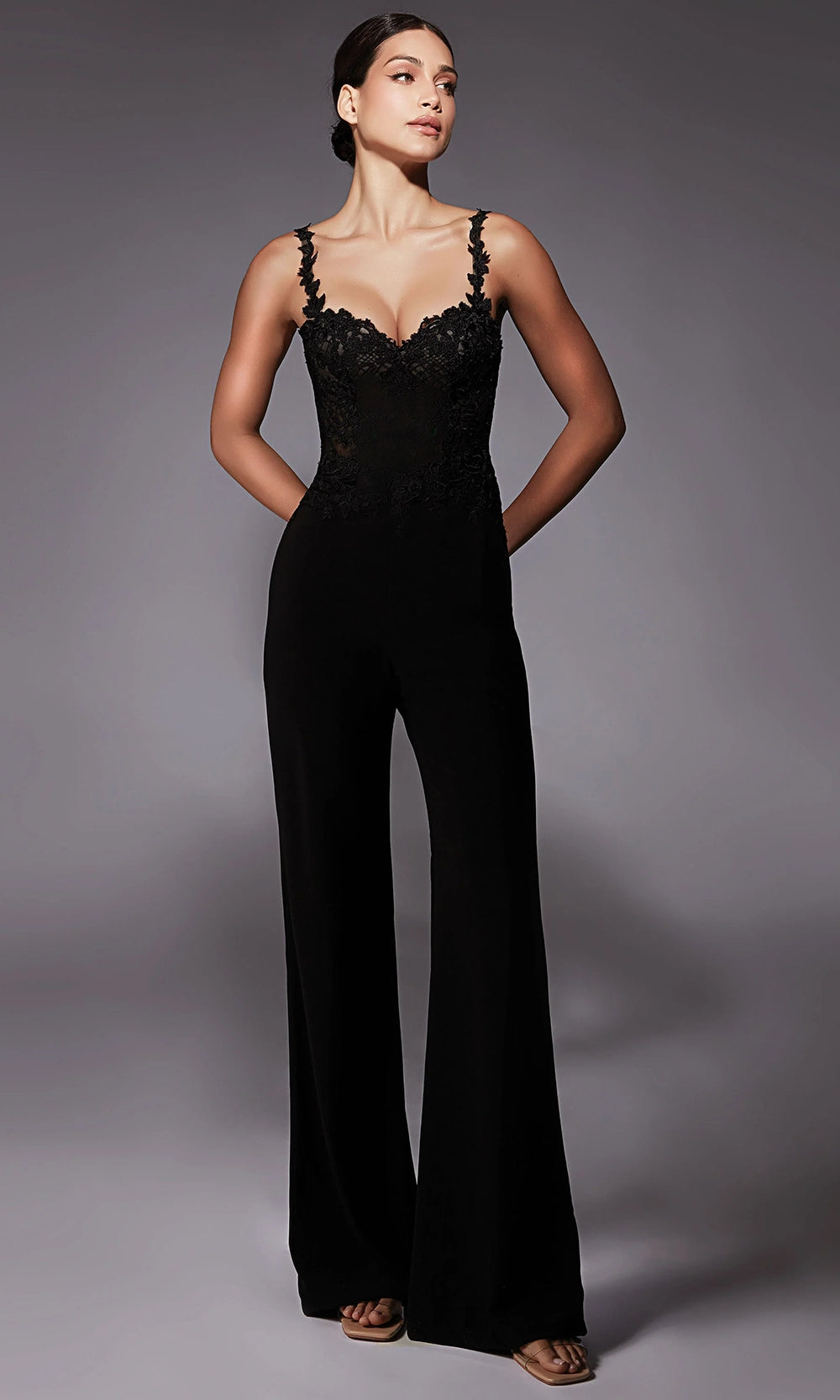 Alyce Paris 70074 - Illusion Lace Bodice Sleeveless Jumpsuit - designer formal jumpsuit at Silhouette Dresses
