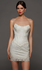 Alyce Paris 70116 - Lace Bodice Strapless Bridal Mini Dress