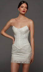 Alyce Paris 70116 - Lace Bodice Strapless Bridal Mini Dress