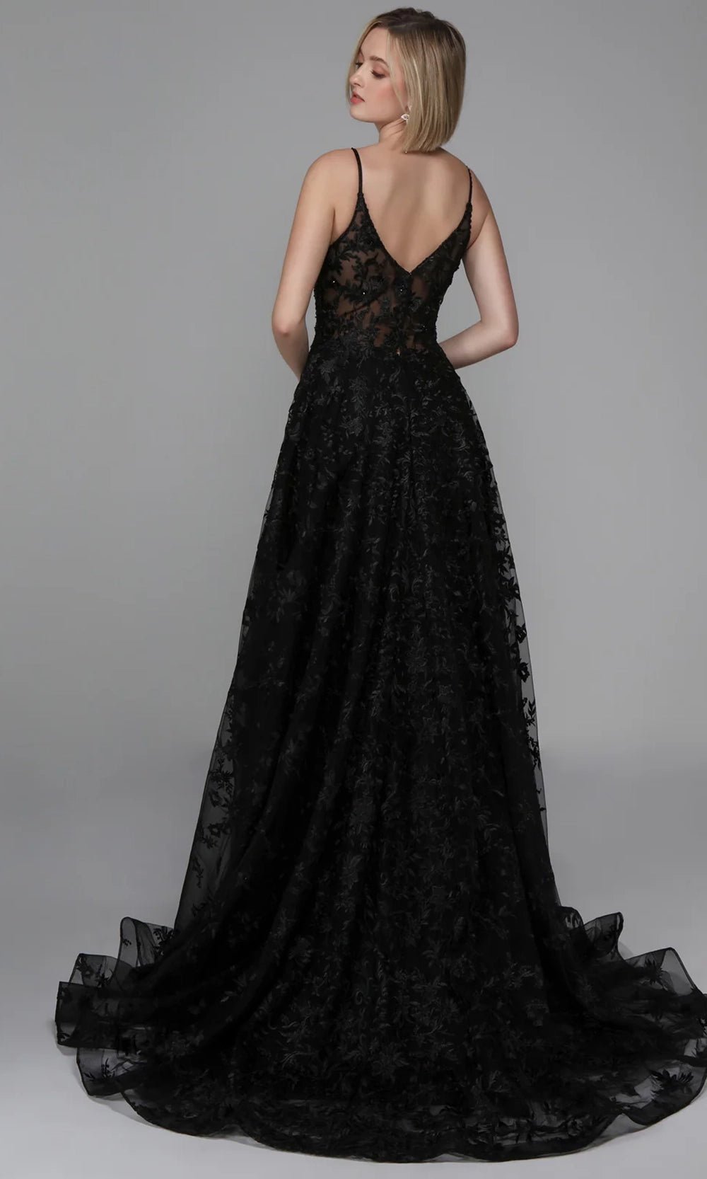 Alyce Paris 7012 - Floral Lace A-Line Long Gown - back view
