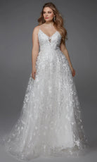 Alyce Paris 7012 - Floral Lace A-Line Long Gown - detail view