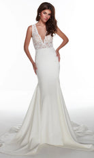 Alyce Paris 7016 - Illusion Lace Bodice Plunging V-Neck Gown - designer wedding dress at Silhouette Dresses