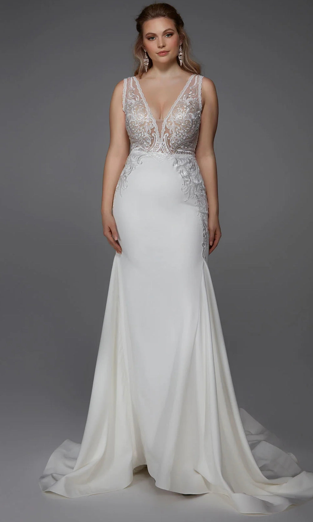Alyce Paris 7016 - Illusion Lace Bodice Plunging V-Neck Gown - back view