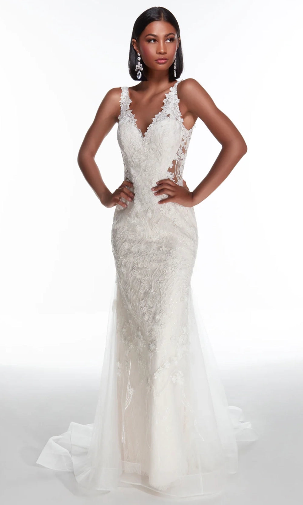 Alyce Paris 7017 - Illusion Lace Trumpet Bridal Gown - designer wedding dress at Silhouette Dresses