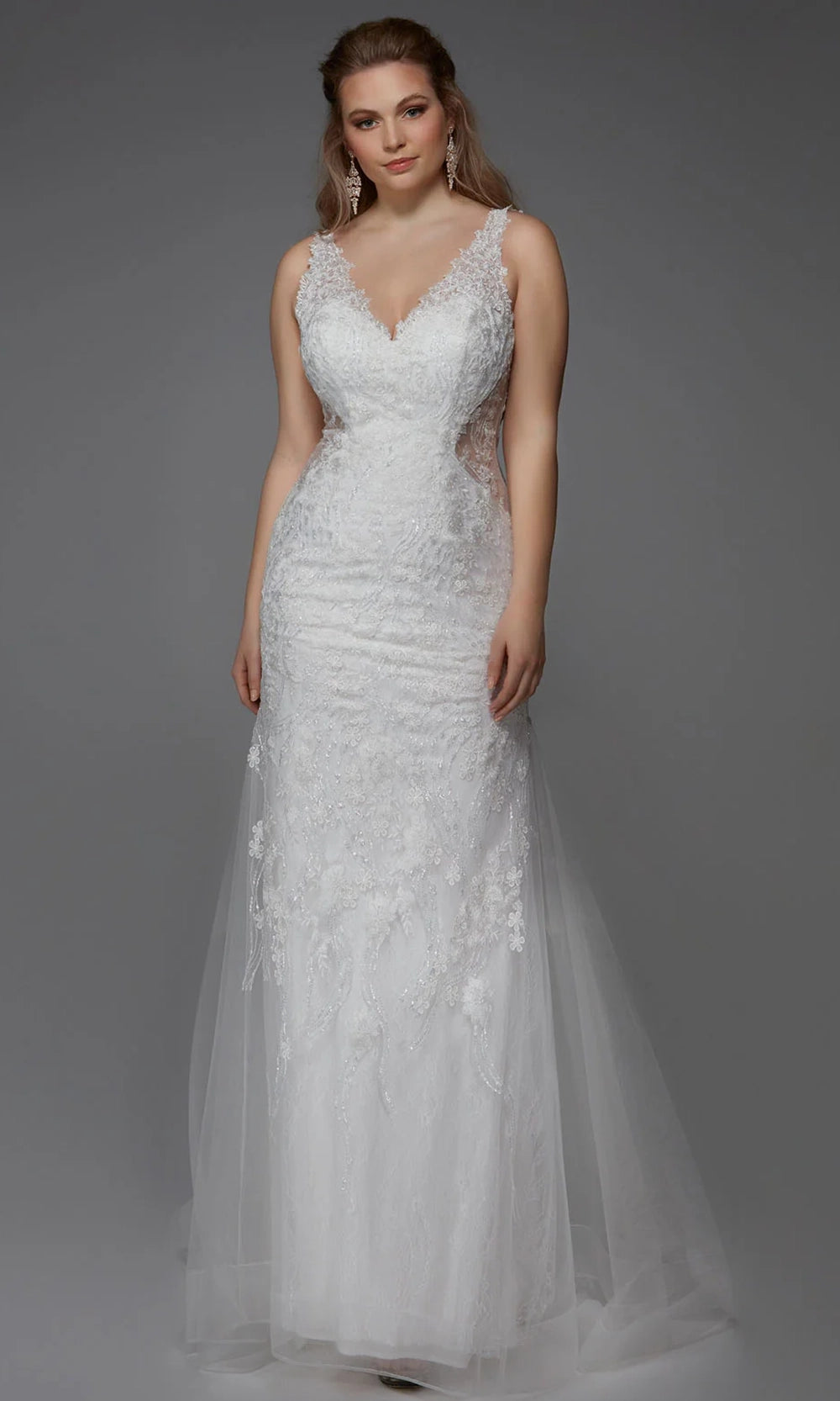 Alyce Paris 7017 - Illusion Lace Trumpet Bridal Gown - back view
