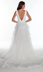 Alyce Paris 7019 - Plunging V-Neck Bridal Gown with Ruffle Overskirt - detail view
