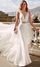 Alyce Paris 7019 - Plunging V-Neck Bridal Gown with Ruffle Overskirt - view 4