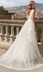 Alyce Paris 7019 - Plunging V-Neck Bridal Gown with Ruffle Overskirt - view 5