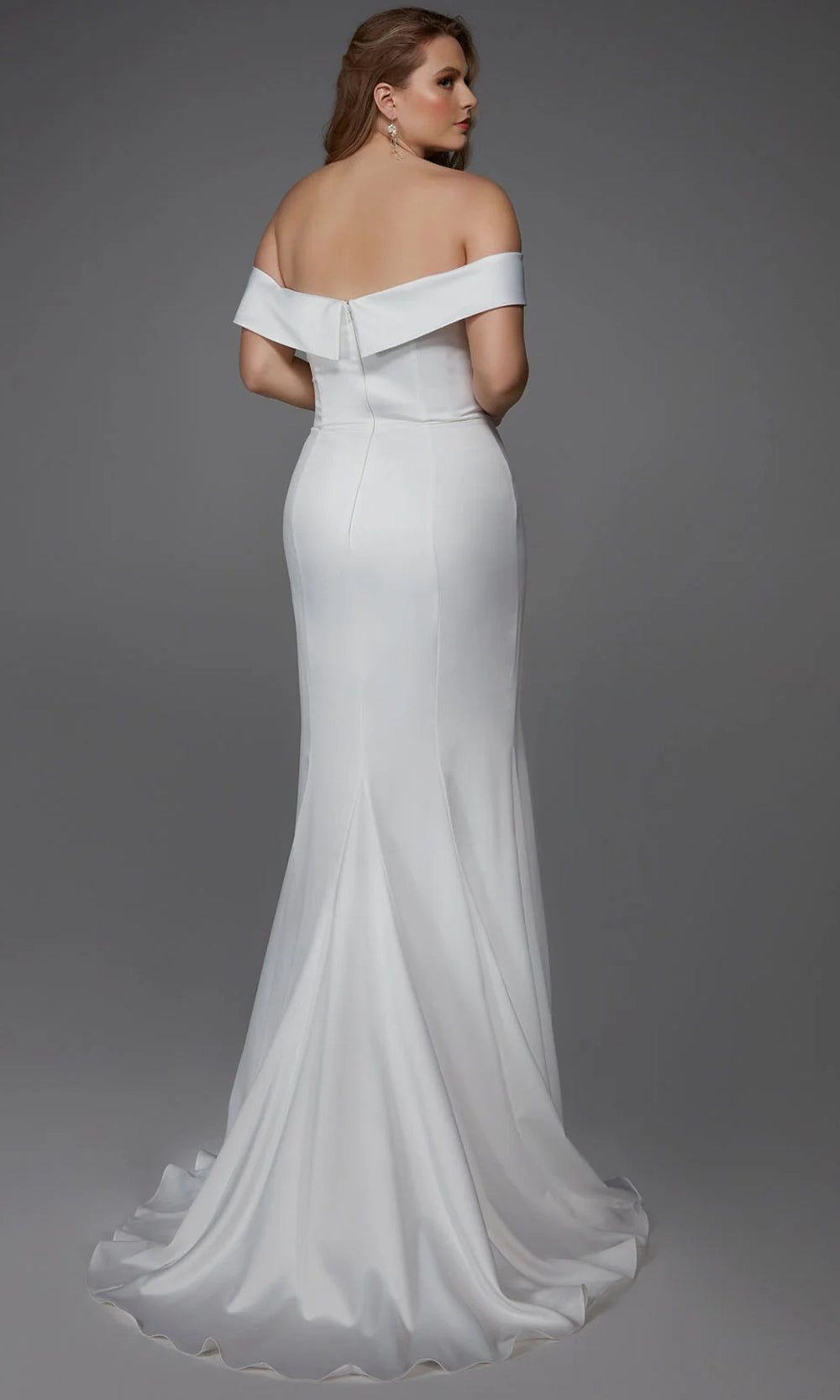 Alyce Paris 7020 - Off Shoulder Dot Net Overskirt Bridal Gown - back view