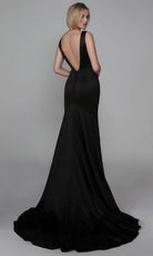 Alyce Paris 7021 - Plunging V-Neck Sleek Trumpet Dress - view 4