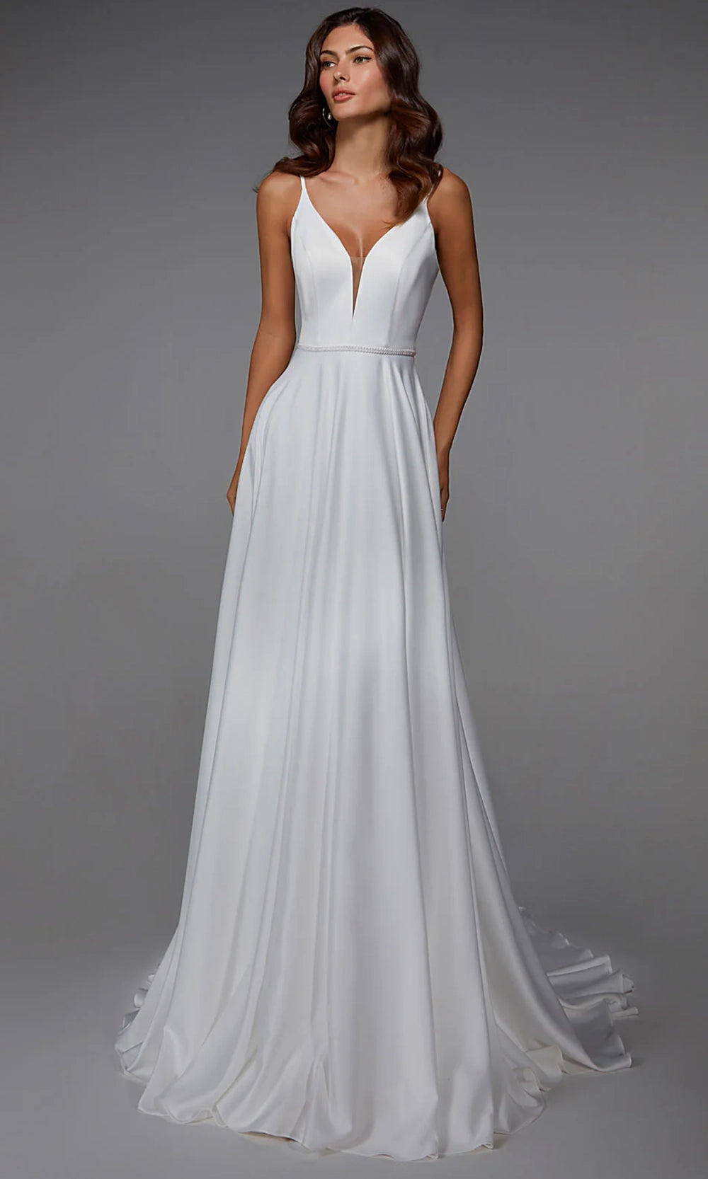 Alyce Paris 7024 - Plunging A-line Dress with Button Back - view 5