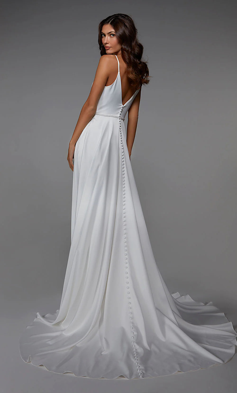 Alyce Paris 7024 - Plunging A-line Dress with Button Back - view 6